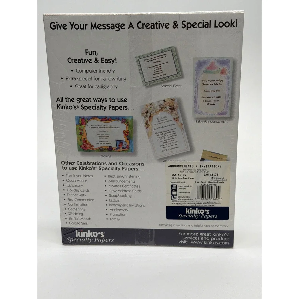 Kinkos Specialty Papers 2-Up Panel Cards Family People 50 Count KCEL2UP-006G NEW